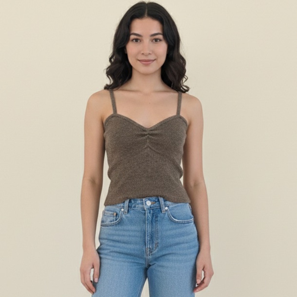 Astr Brown Knit Crop Top